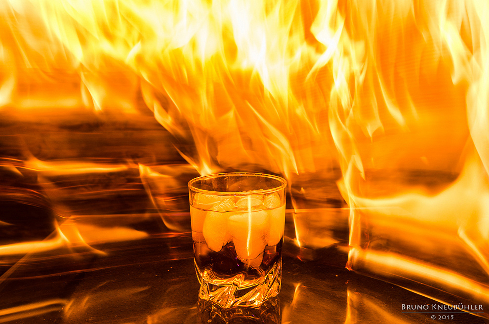 Whiskey on fire