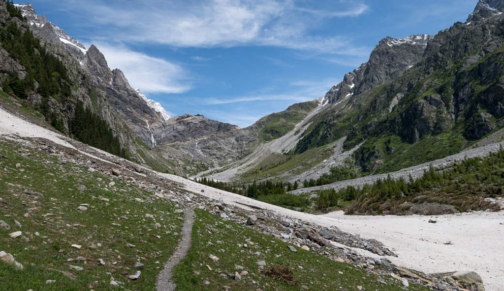 beautiful swiss valley in the mountains